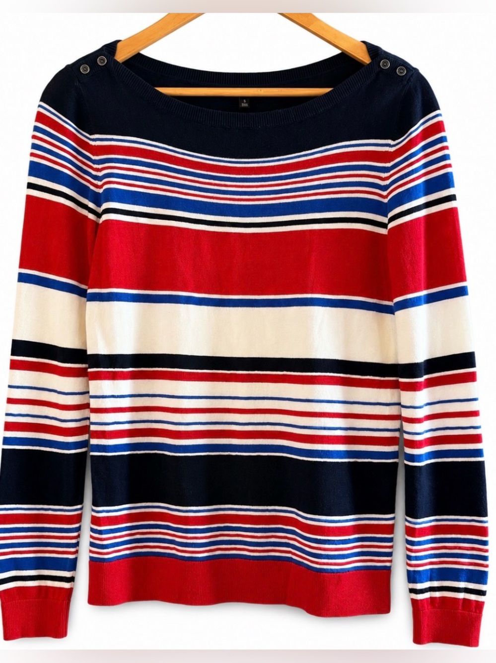 Talbots Red Blue White Striped light weight sweater womens size S Classic